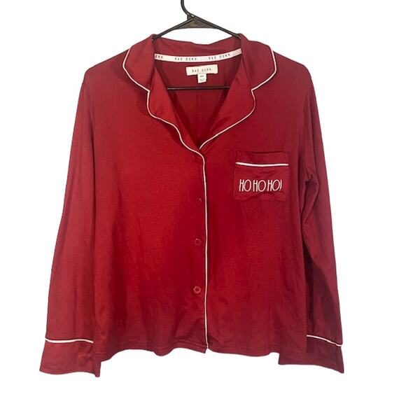Rae Dunn Other - Rae Dunn Red Christmas Long Sleeve Button Down Casual Sleepshirt Women Sz M